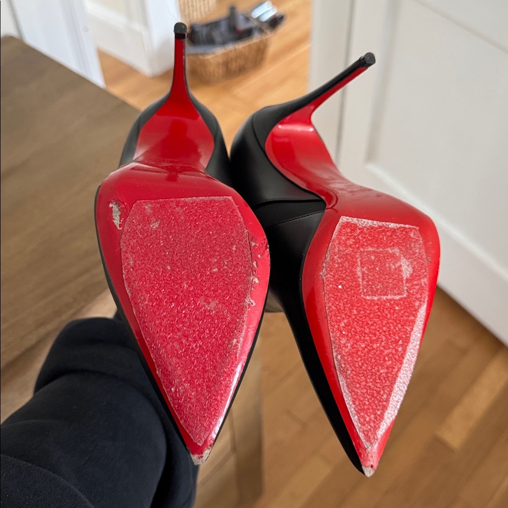 Christian Louboutin Black and Red Heeled Boots - Picture 4 of 5